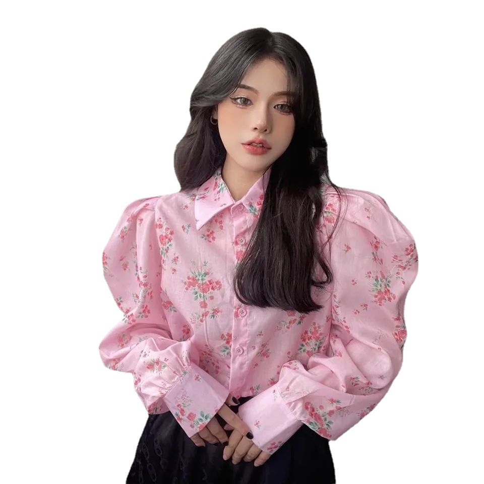 Bubble Long Sleeve Short Waist Top Fashion