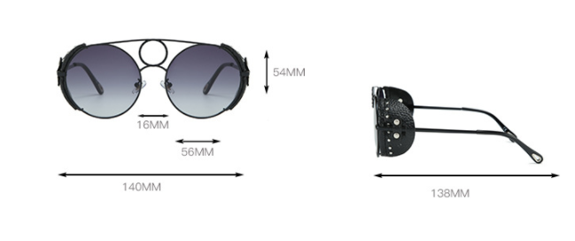 Title 1, Round Leather Rivet Metal Sunglasses