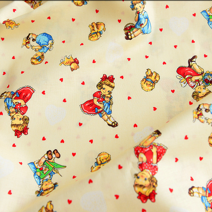 Fabric Printing And Dyeing Cartoon Cotton Floral Print Rice Red Heart - Shop at LoveMi