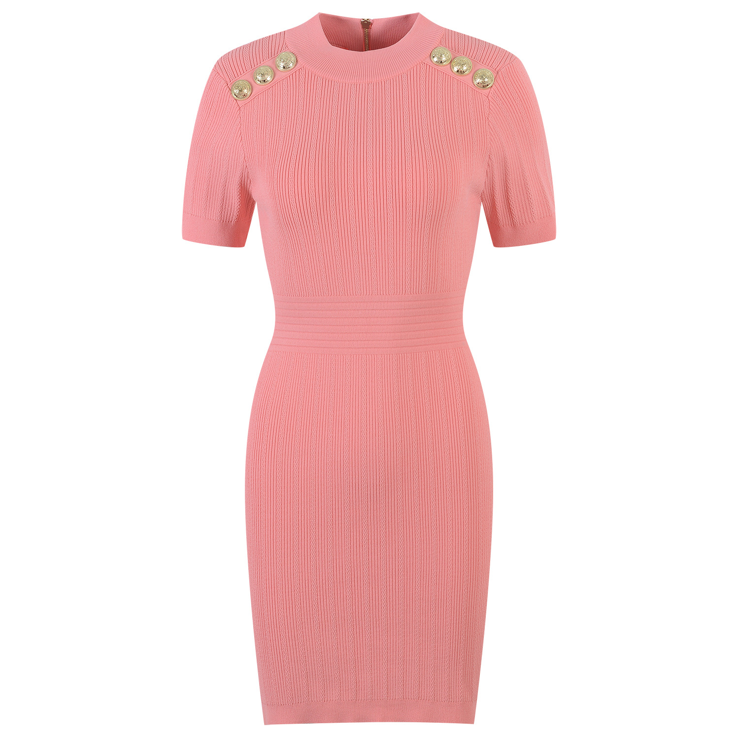 Round-Neck Short-Sleeve Knitted Dress, picture 10 of 11