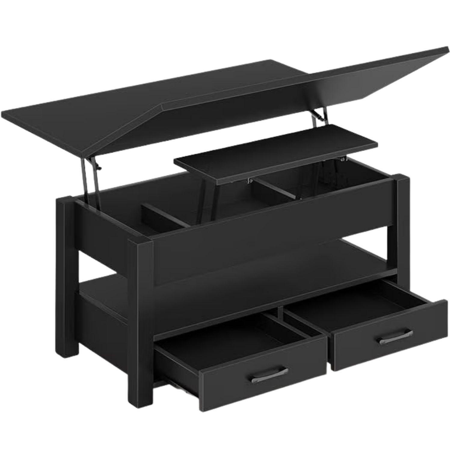 Lift Top Coffee Table, Convertible Design With Drawers And Hidden Storage, For Living Room image 10