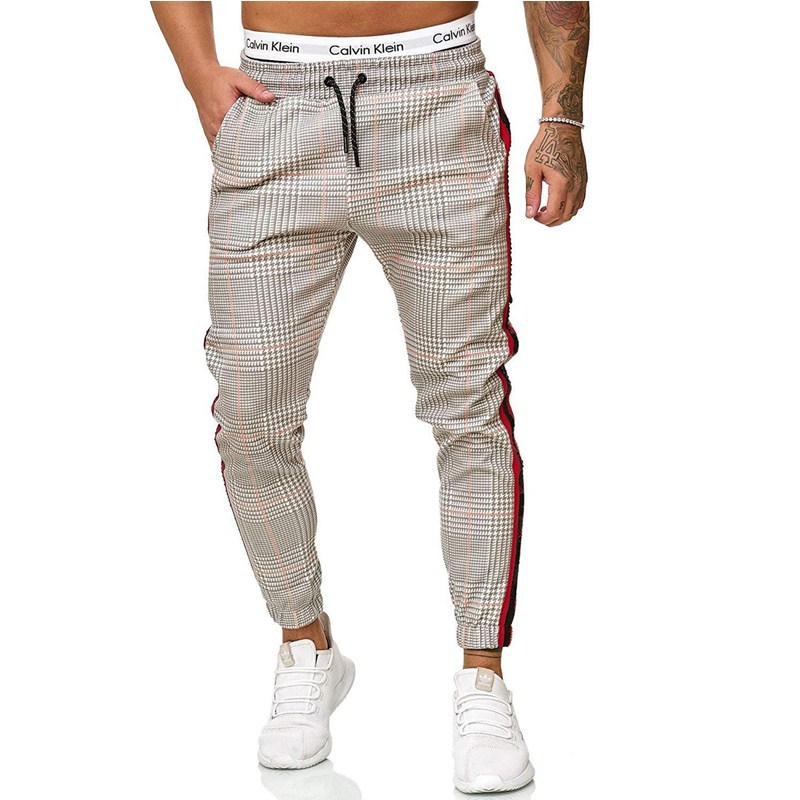 Title 5, Pantaloni da uomo casual slim con stampa a quad...