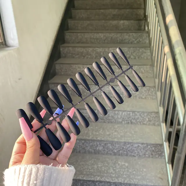 24pcs Mix Colors Matte Super Ong Coffin False Nail Ballet