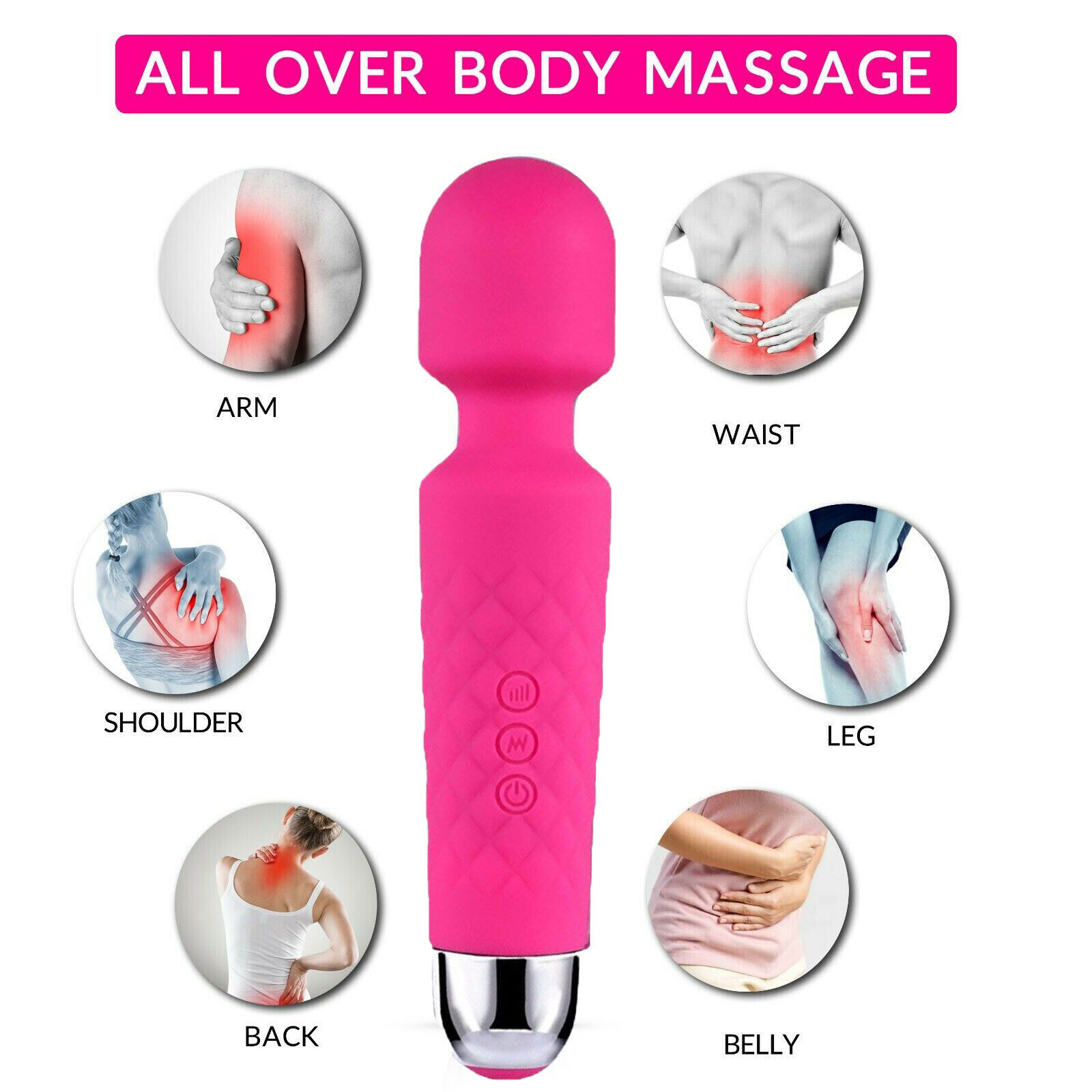 20 Speed Handheld Massager Wand Vibrating Massage Magic Full Body Therapy Motor