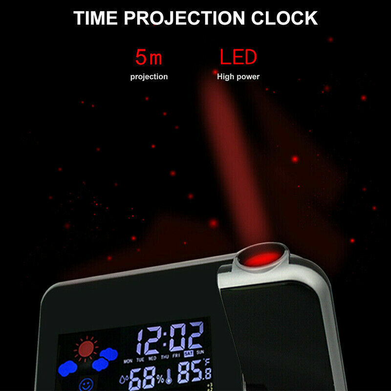 Smart Alarm Clock Digital LED Projector Temperature Time Projection LCD Display 2