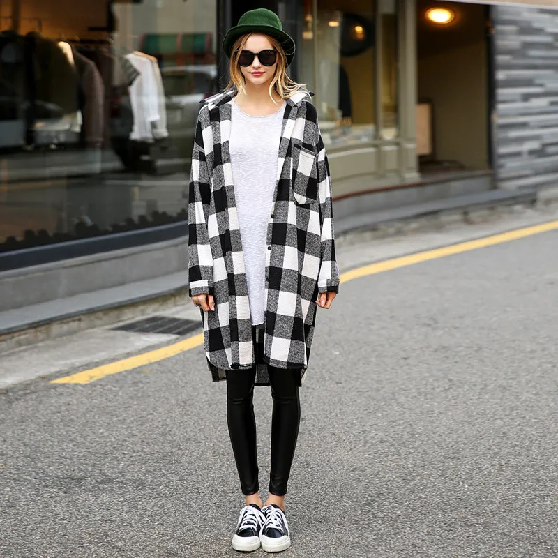 Plaid Shirt Women Loose Korean Style Bf Port Style Jacket - White