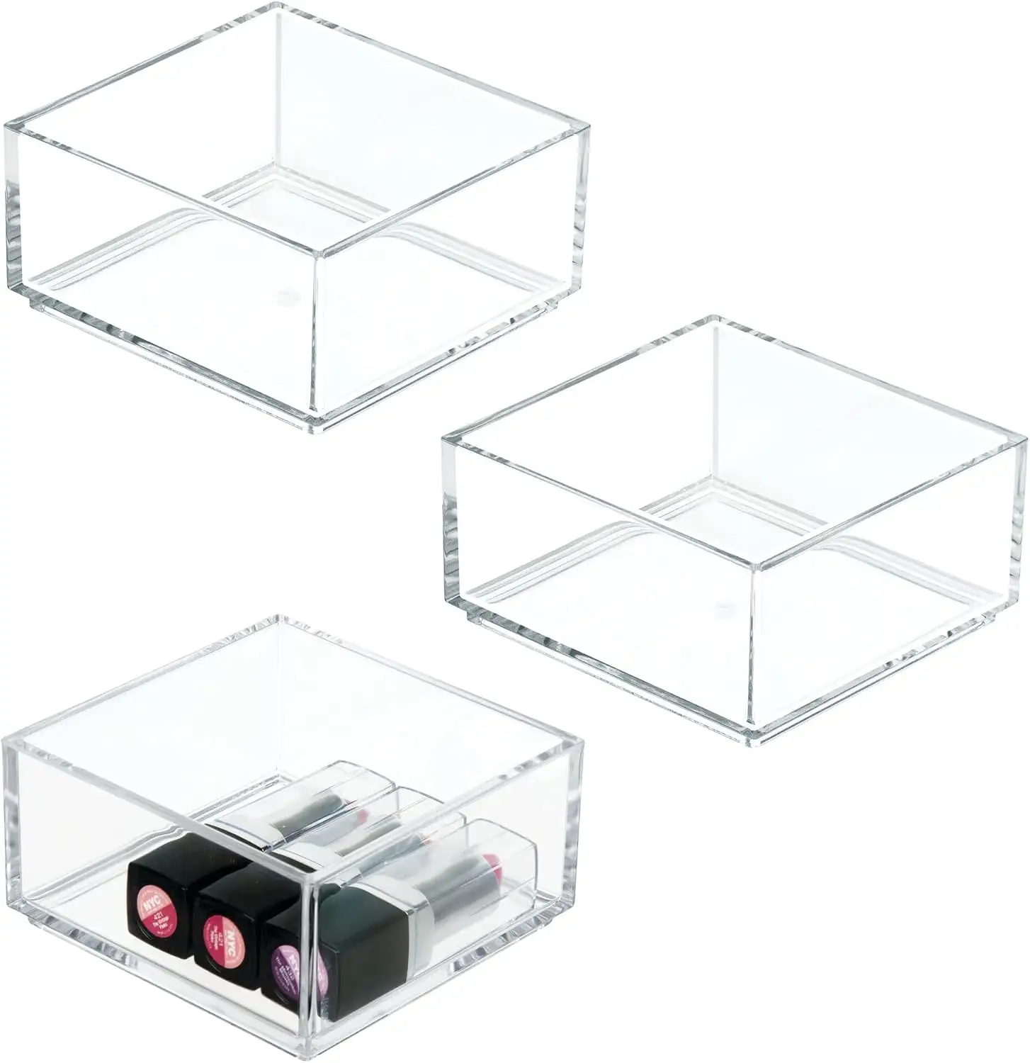 Plastic Makeup Drawer Organizer, Clear Set