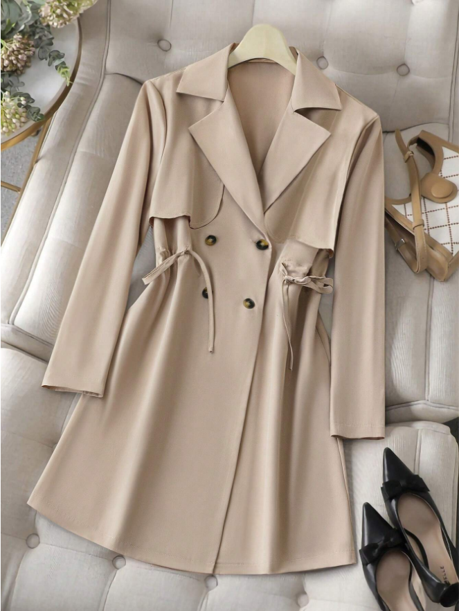 Women's Windbreaker With Drawstring Waist Khaki - Shop at LoveMi