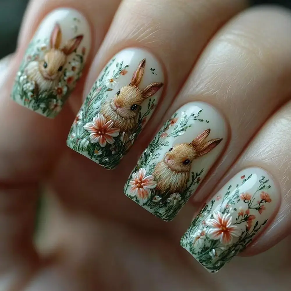 Easter 24 Short Square Acrylic Nail Stickers