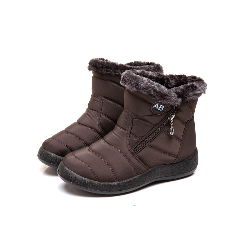 Waterproof Snow Boots Plush Warm Winter Shoes Casual Lightweight Ankle Boots Brown - Shop at LoveMi