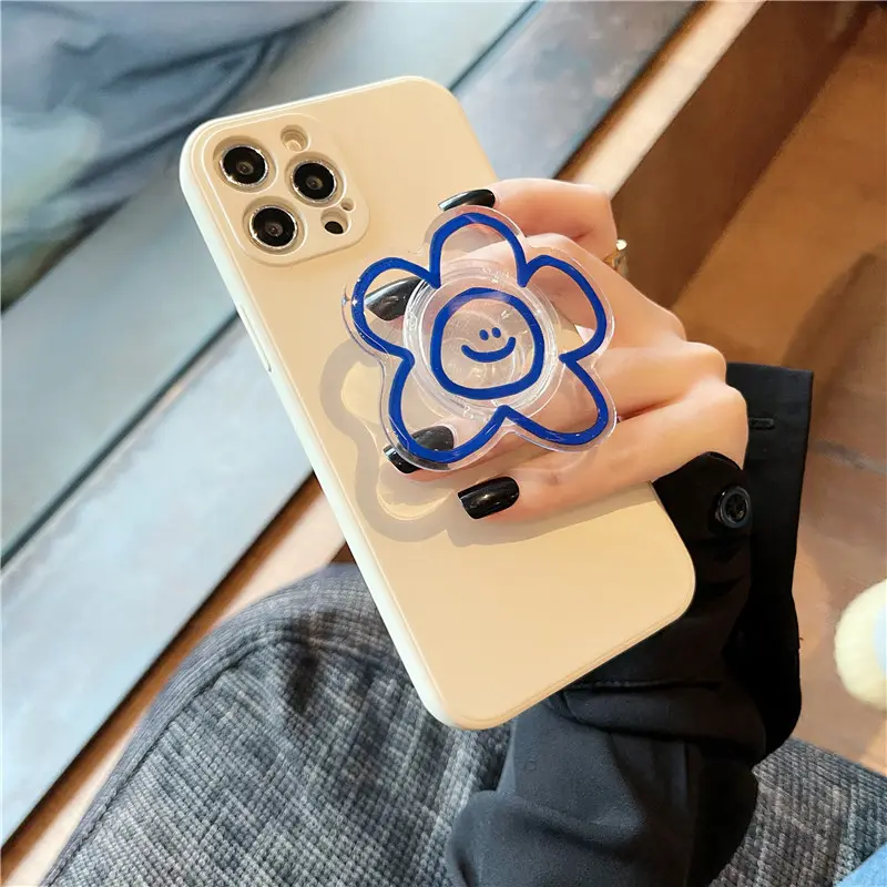 Blue Flower Bracket Mobile Phone Case Soft