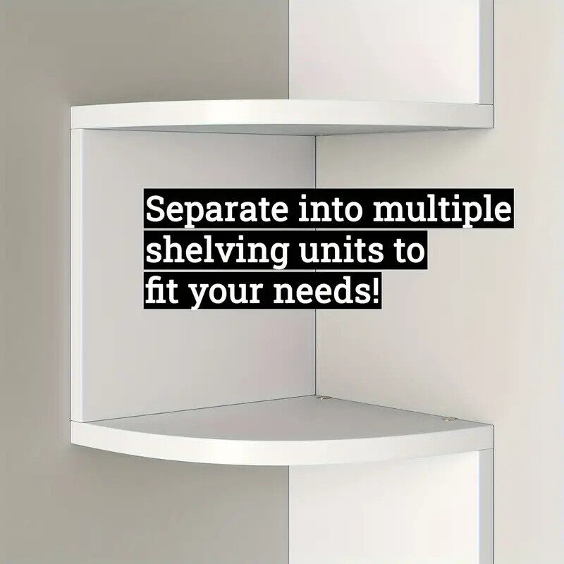 NEW White 5 Tier Floating Corner Shelf Wooden Storage Display Rack Unit Wall Mounted UK