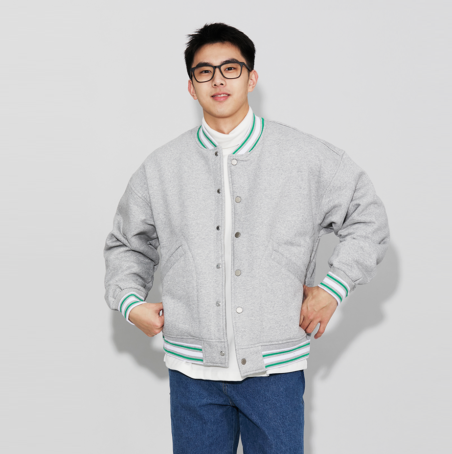 Basic Solid Color Cotton Jacket American Color Blocking Plus Cotton Button Bomber Suit