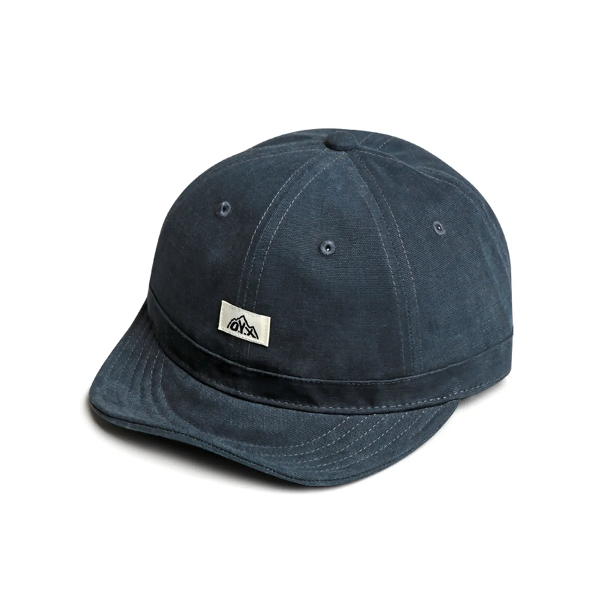 Men's Solid Color Round-top Sewn Label Letter Short Brim Casual Style Baseball Cap Suitable For Outdoor Outings, Mountain Climbing, Sun Protection, Daily Commut