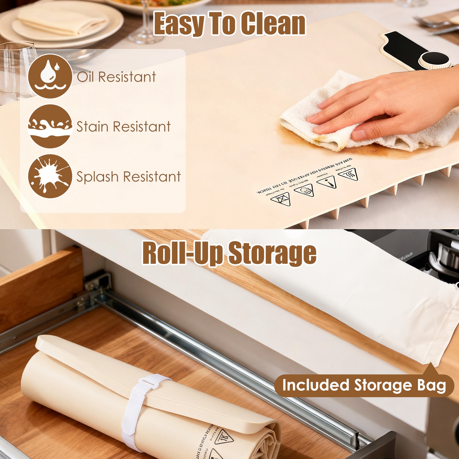 Food Warming Mat 23.6X15.8In 300W Fast Heating Electric Silicone Food Warmer With 14 Temp Levels 10Hrs Timer Settings Roll-Up Portable Hot Plates Heat Pad For Parties Buffet — foto 11