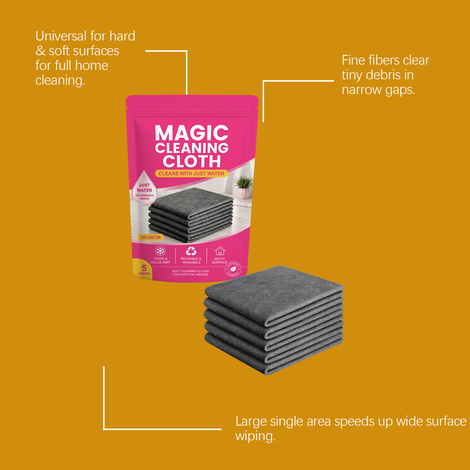 This Amazing Cleaning Cloth Removes Surface Oil And Stains Without Leaving A Trace Or Watermark, Providing A Clean And Refreshing Finish For Everyday Home Cleaning. — foto 3