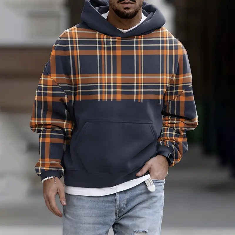 Men's Casual Fashion Trendy Plaid Print Sweatshirt