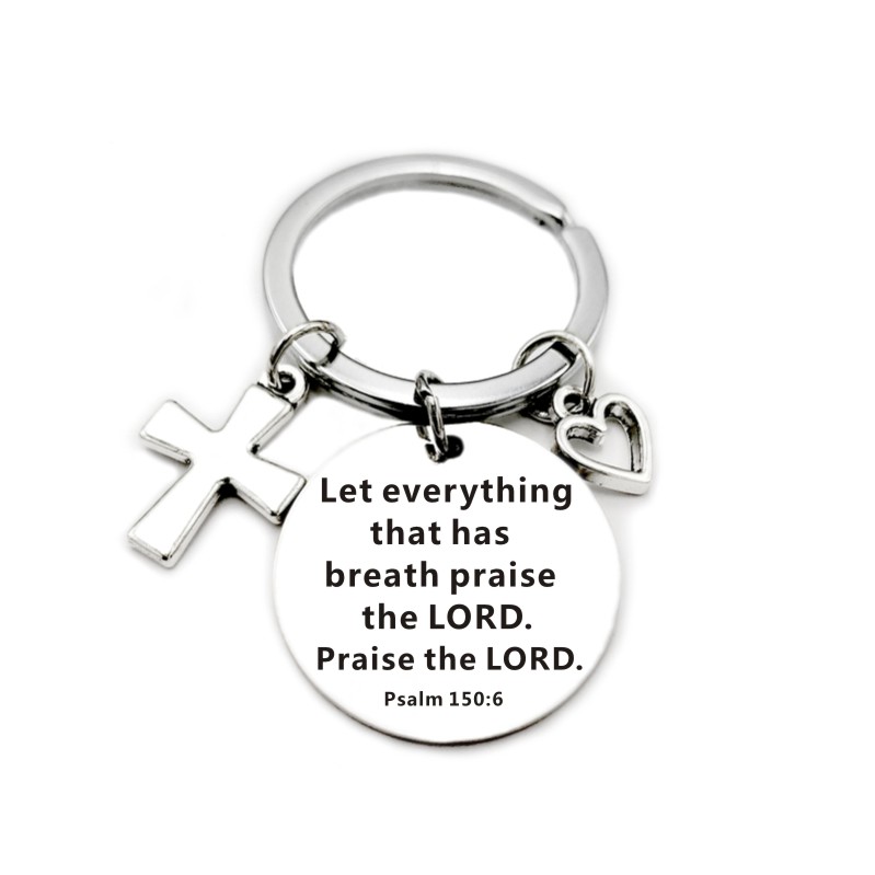 … Scripture Pendant Cross Heart Charms Keychain