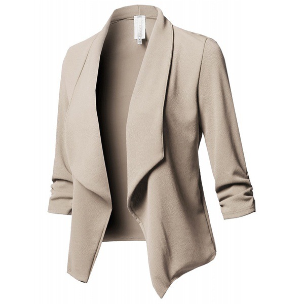 Slim Fit Long Sleeve Crinkled Solid Color Versatile Small Blazer