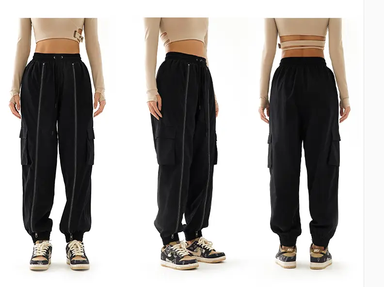 Loose Work Attire Foot Trousers Zipper Embellishment