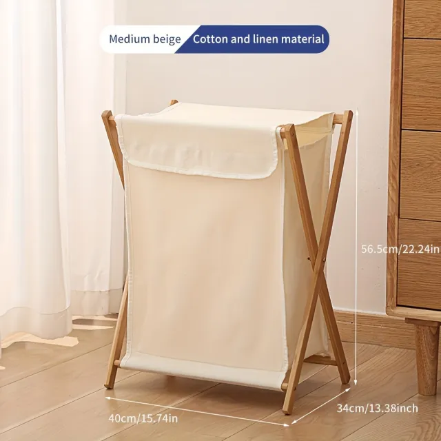Collapsible Laundry Basket Large capacity Dirty Clothes Storage Multi functional Fabric Basket, Suitable For Bathrooms Or Bedrooms Clamshell St... Clamshell Style Beige Color - Shop at LoveMi