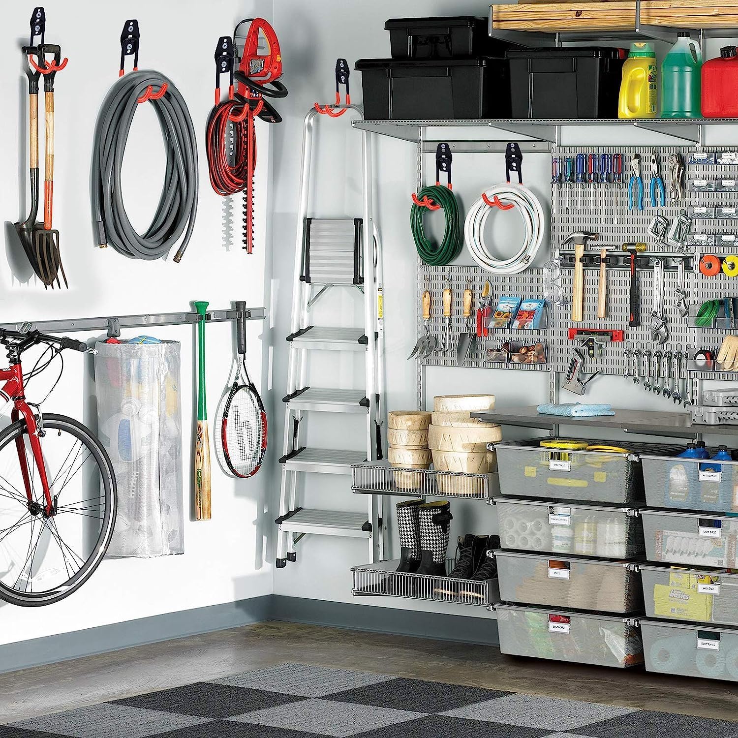 Upgraded 12-Piece Heavy Duty, Utility Steel Garage Storage Hooks, Wall Mount Garage Organizers And Hangers For Organizing Power Tools, Ladders, Bulk Items, Bicycles  Garage Storage
