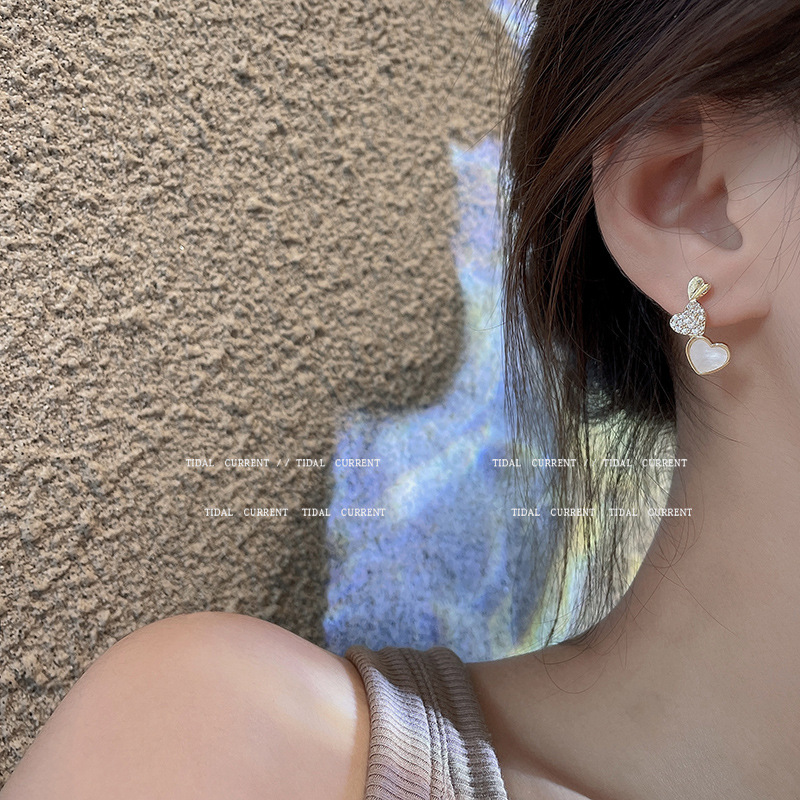 Silver Needle Love Earrings Women Fashion Temperament Net Red Earrings