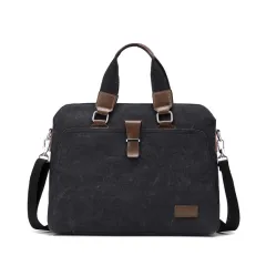 Men's Business Casual Oxford Cloth Handheld One Shoulder Canvas Briefcase - Black - View 1