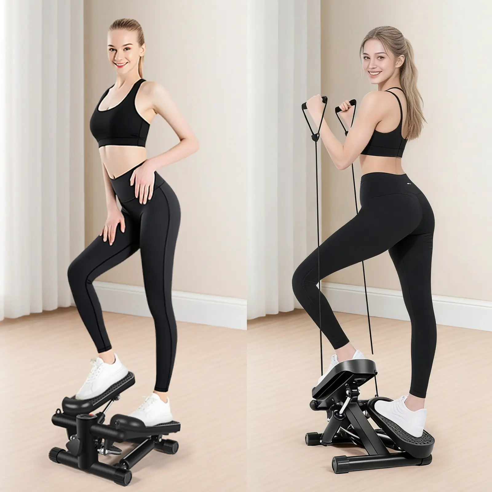 Mini Exercise Stepper With Resistance Bands