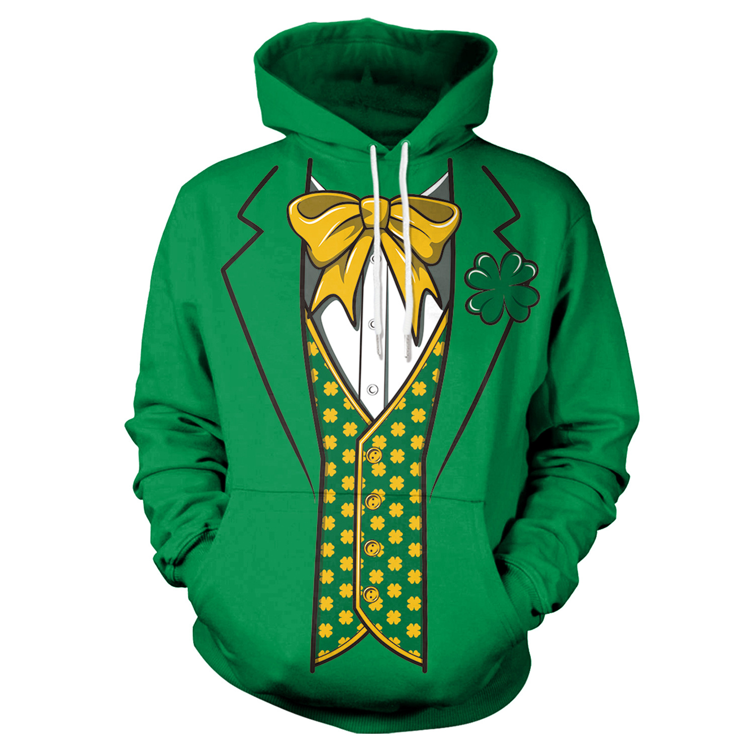 Party Dinner Lucky Grass Long Sleeve Pullover Hooded Top