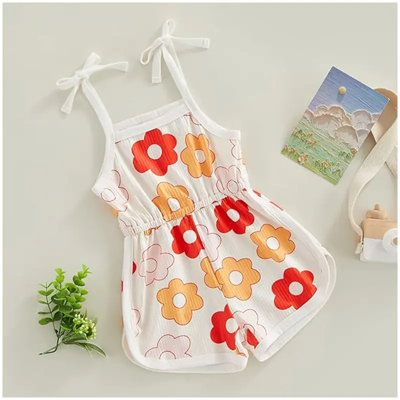 Toddler Baby Girl Clothing,floral Jumpsuit With Tie Up,jumpsuit Baby, Suspender Game Set