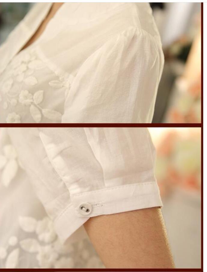 Women's Organza Embroidered Flower Shirt