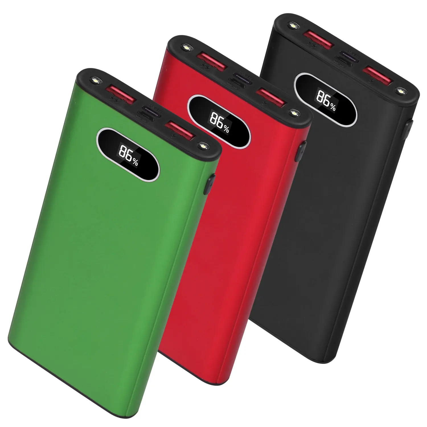Green-Black-Red Color Options -- 20000Mah Power Bank