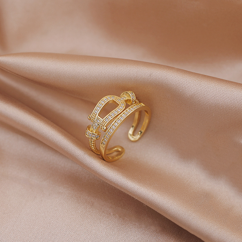 Temperament Retro Emerald Double Layer Niche Light Luxury Ring Female Trend