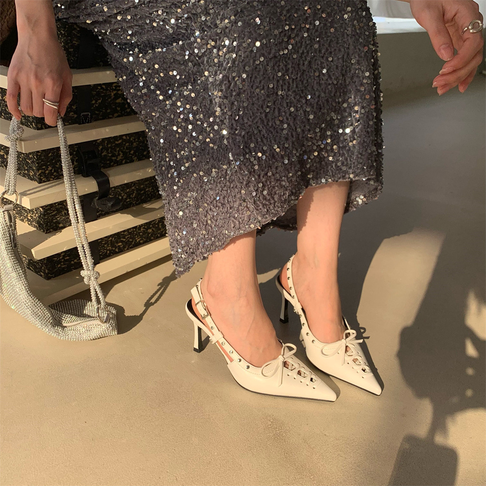 Pointed Stiletto Low-cut Fashion Front Strap Slingback Sandals