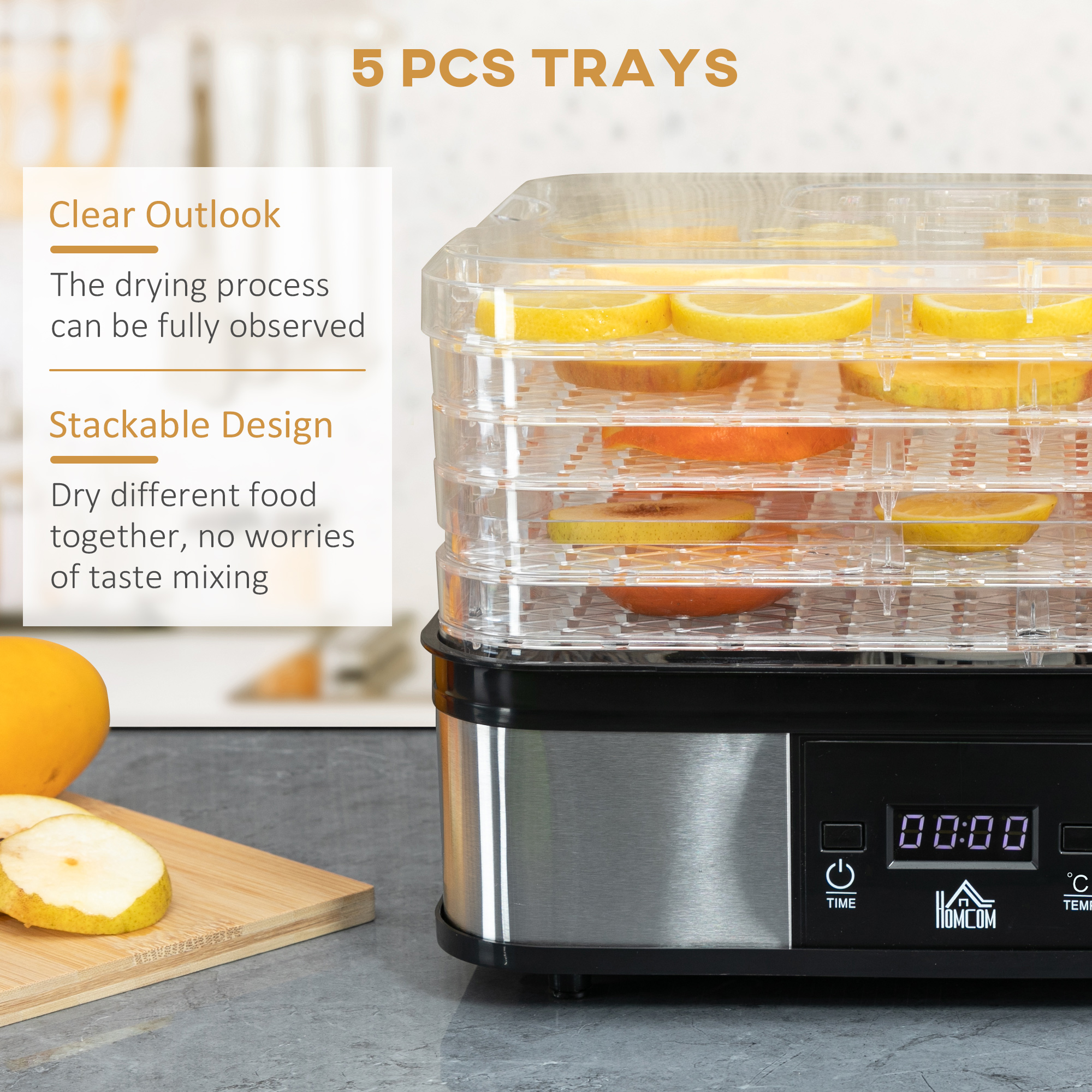 Five Layer Food Dehydrator, 245W Stainless Steel Dryer With Adjustable — image 8