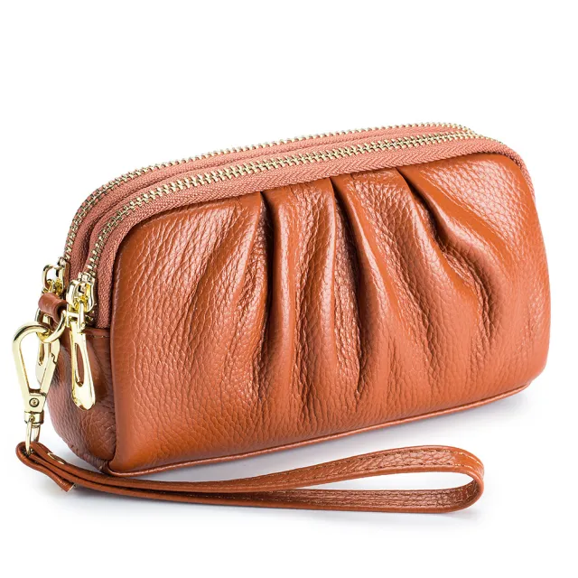 Double Large Capacity Head Layer Cowhide Temperament Purse For Women Brown - Shop at LoveMi