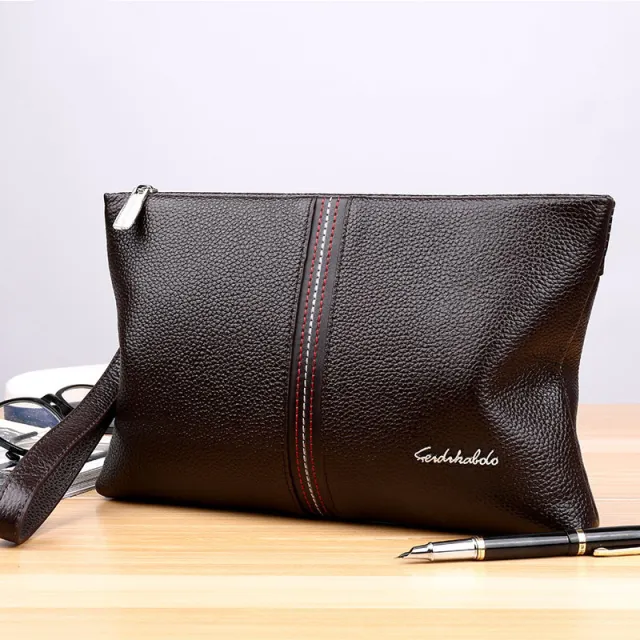 Men's Leather Clutch Fashion New Business Casual Large Capacity Brown - Shop at LoveMi