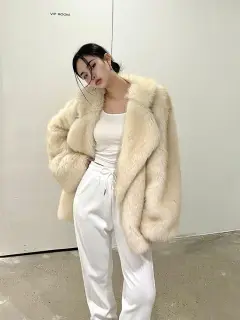 Women's Mid-length Fox Fur Coat Temperament - White - View 1