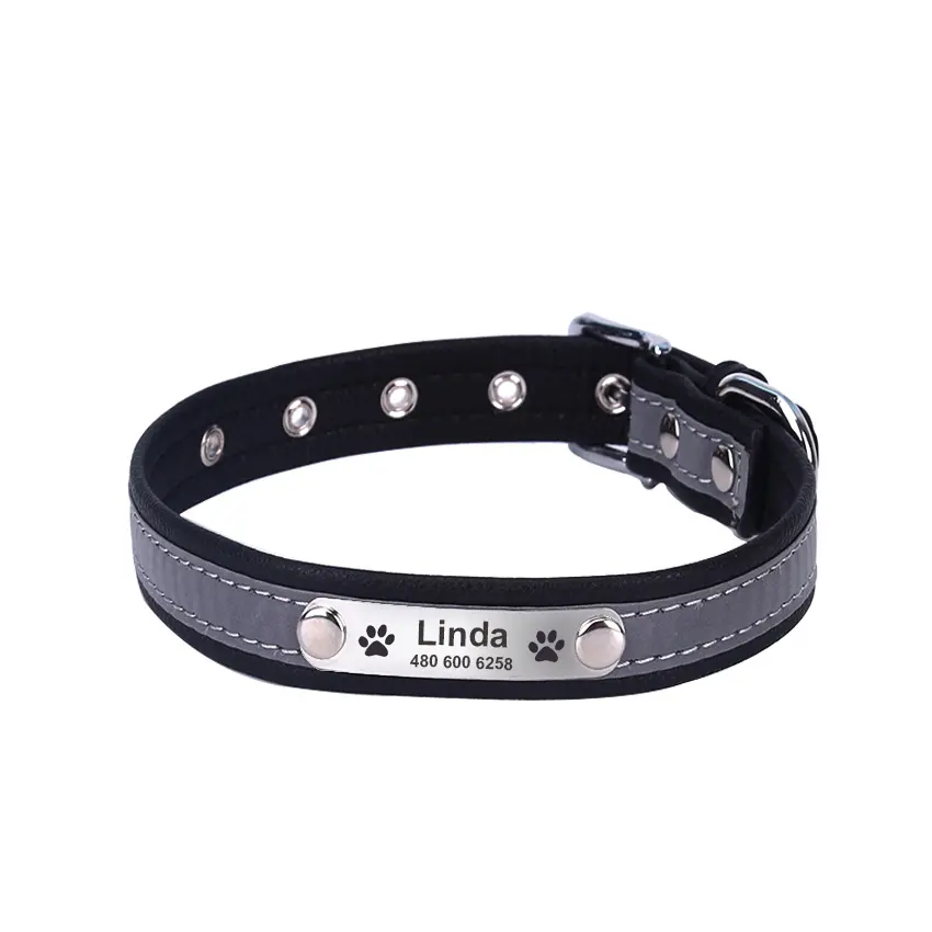 Reflective Lettering Collar Small and Medium Dog Microfiber Soft