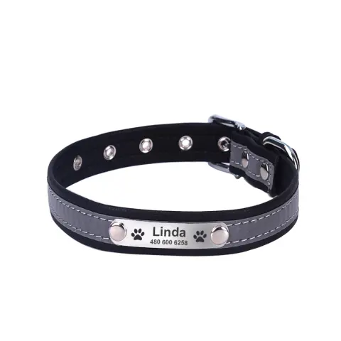 Reflective Lettering Collar Small and Medium Dog Microfiber Soft