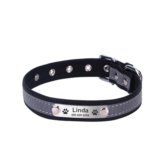 Reflective Lettering Collar Small And Medium Dog Collar Microfiber Soft Cat Collar Black - Shop at LoveMi