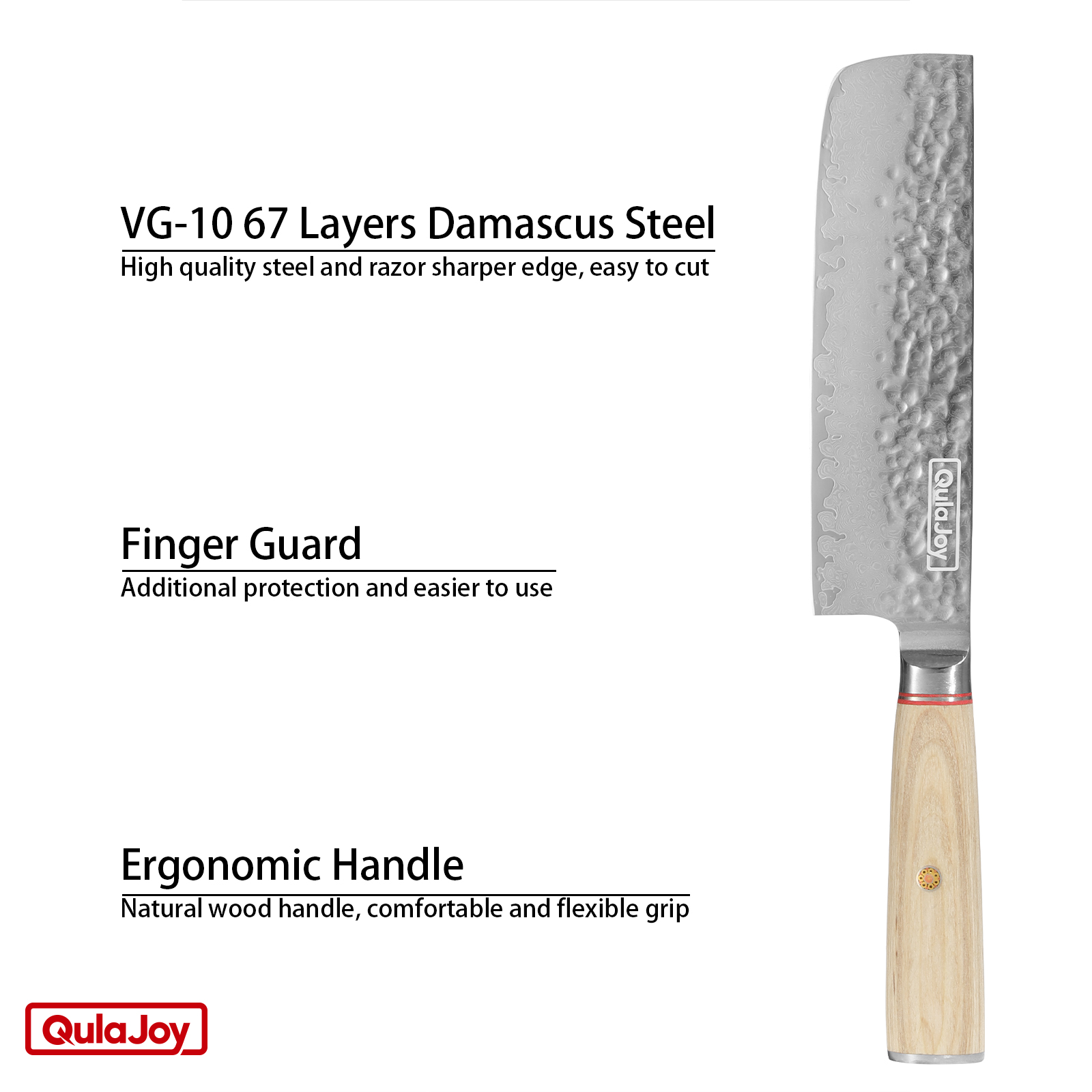 Qulajoy Nakiri Knife 6.9 Inch, Professional Vegetable Knife Japanese Kitchen Knives 67-Layers Damascus Chef Knife, Cooking Knife For Home Outdoor With Ergonomic Wood Handle.