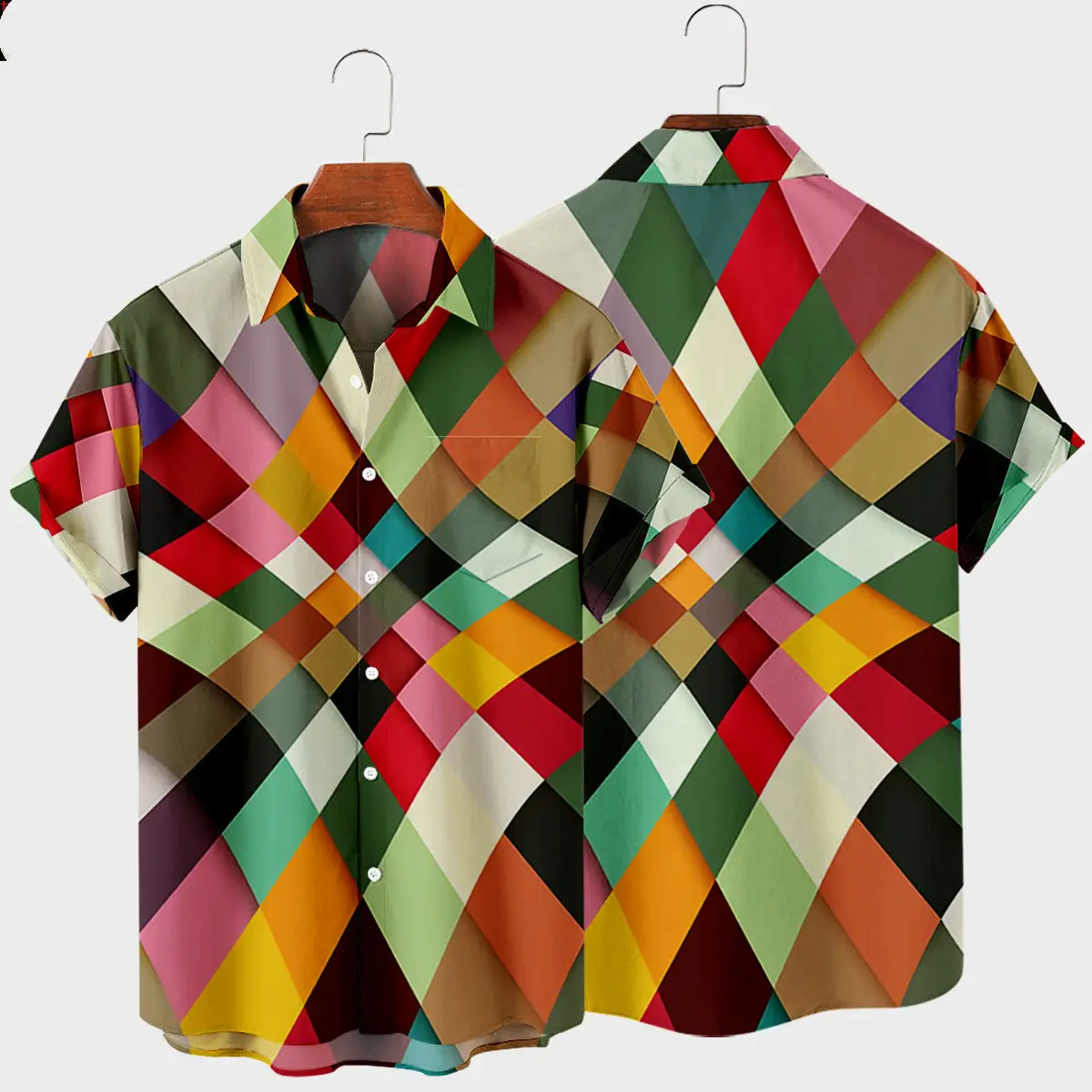 Simple Striped Digital Printed Shirt Men's Tops