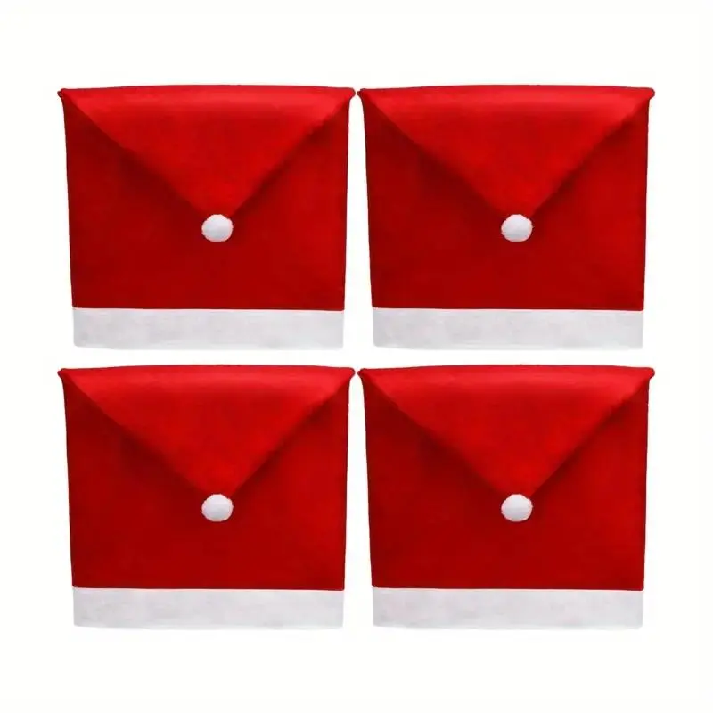 Christmas Chair Covers Santa Hat Chair Covers Christmas Chair Back Covers - 4Pcs