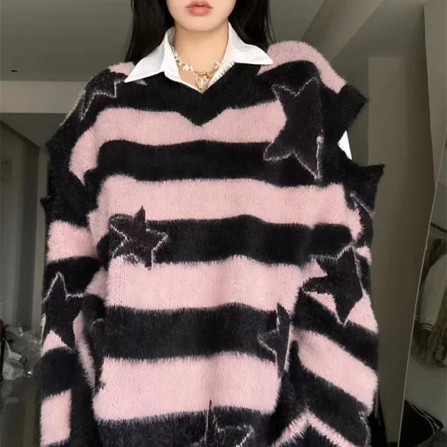 Women's Off Shoulder Detachable Long Sleeved Sweater Pink - Shop at LoveMi