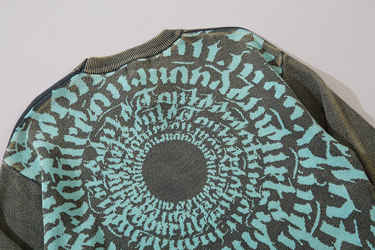 Men's Distressed Round Neck Long Sleeve Sweater