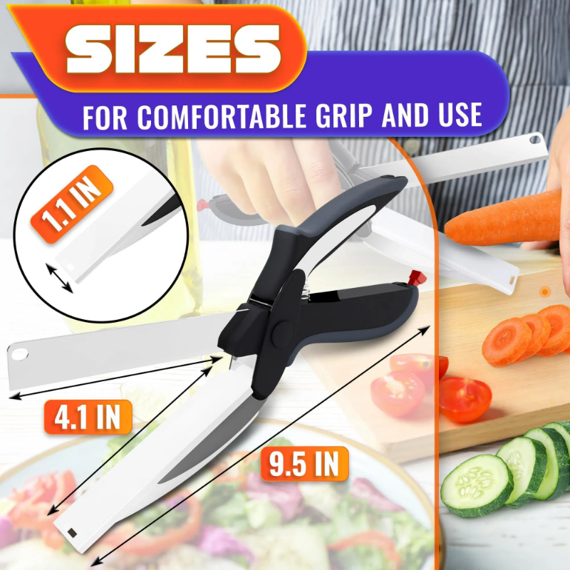 Kitchen Scissors For Food 2 In 1 Cutting Board Scissors & Knife With Locking Mechanism & Stainless Steel Blades Multifunctional Kitchen Shears For Effortless Chopping Slicing & Meal Prep