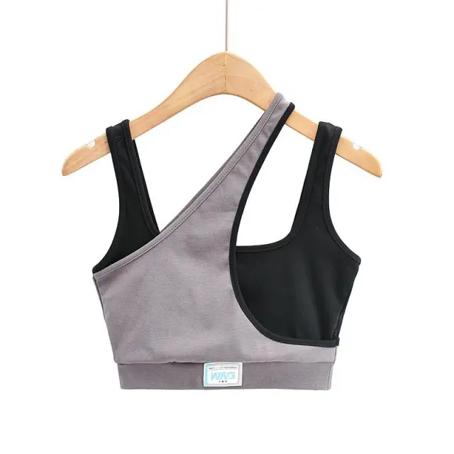 Women's Summer Contrast Color Stitching Irregular Suspenders Grey - Shop at LoveMi