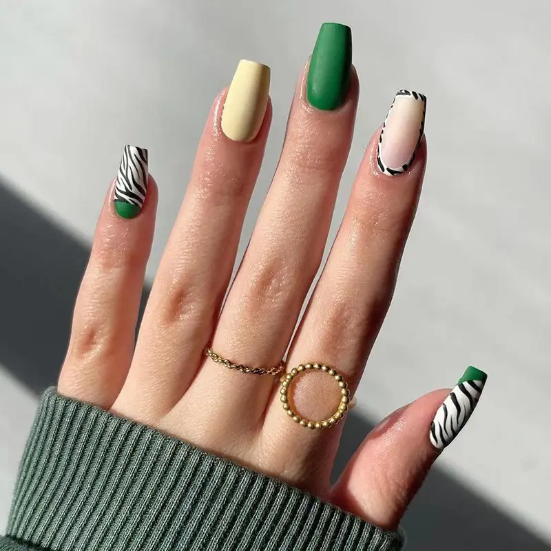 Women's Fashion Green Edge French Black Striped